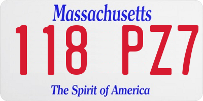 MA license plate 118PZ7