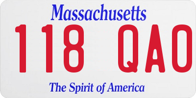 MA license plate 118QA0