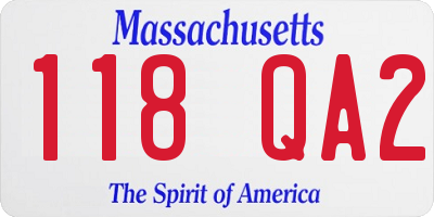 MA license plate 118QA2