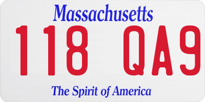 MA license plate 118QA9