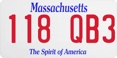 MA license plate 118QB3