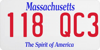 MA license plate 118QC3