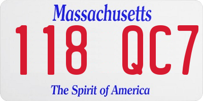 MA license plate 118QC7