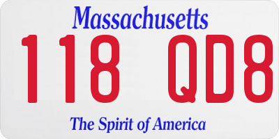MA license plate 118QD8