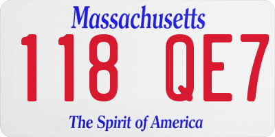MA license plate 118QE7