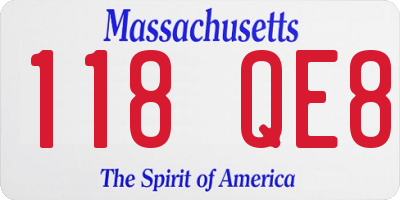 MA license plate 118QE8