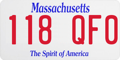 MA license plate 118QF0