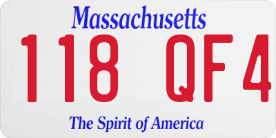 MA license plate 118QF4