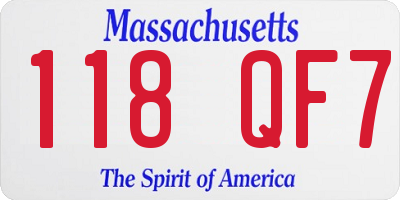 MA license plate 118QF7