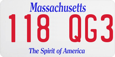 MA license plate 118QG3