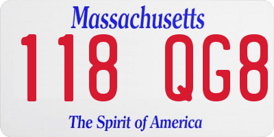 MA license plate 118QG8