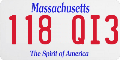 MA license plate 118QI3