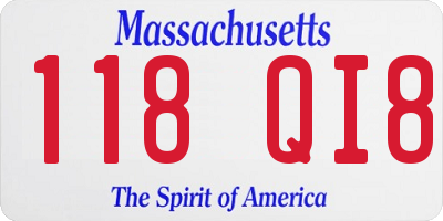 MA license plate 118QI8