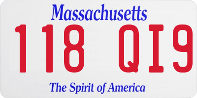 MA license plate 118QI9