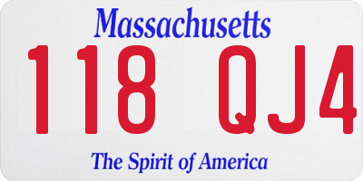 MA license plate 118QJ4