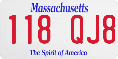 MA license plate 118QJ8