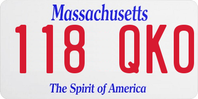 MA license plate 118QK0
