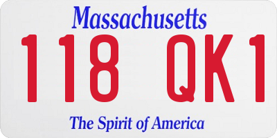 MA license plate 118QK1