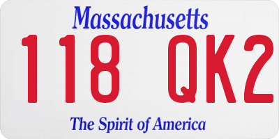 MA license plate 118QK2