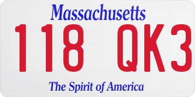 MA license plate 118QK3