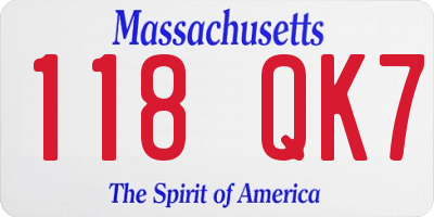 MA license plate 118QK7