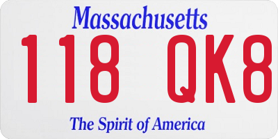 MA license plate 118QK8