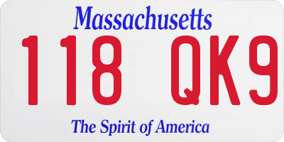 MA license plate 118QK9