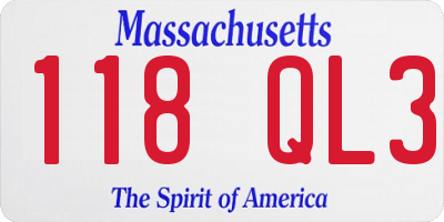 MA license plate 118QL3