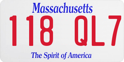 MA license plate 118QL7