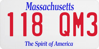 MA license plate 118QM3