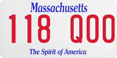 MA license plate 118QO0