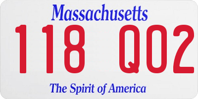 MA license plate 118QO2