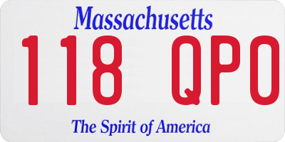 MA license plate 118QP0