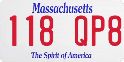MA license plate 118QP8
