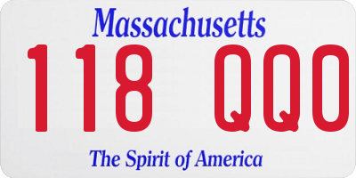 MA license plate 118QQ0