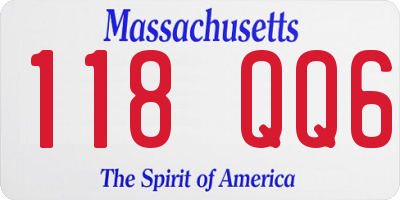 MA license plate 118QQ6
