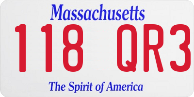 MA license plate 118QR3
