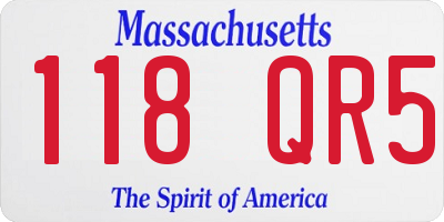 MA license plate 118QR5