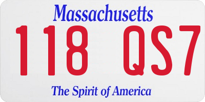 MA license plate 118QS7