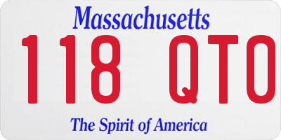 MA license plate 118QT0