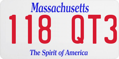 MA license plate 118QT3