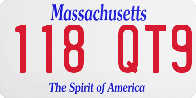 MA license plate 118QT9