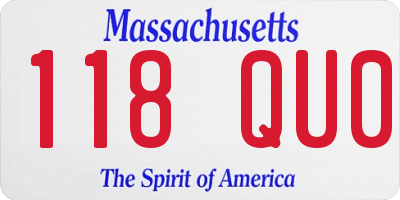 MA license plate 118QU0