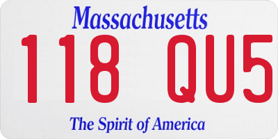 MA license plate 118QU5