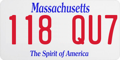 MA license plate 118QU7