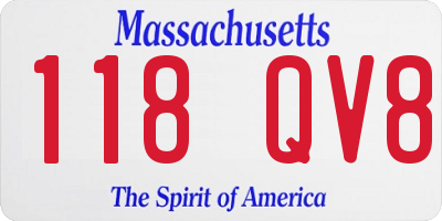 MA license plate 118QV8
