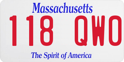 MA license plate 118QW0