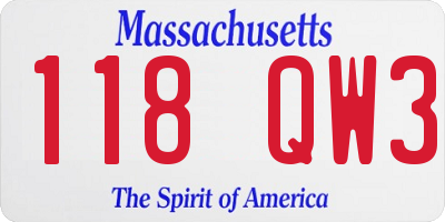 MA license plate 118QW3