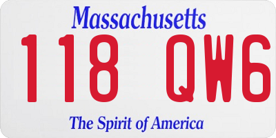 MA license plate 118QW6