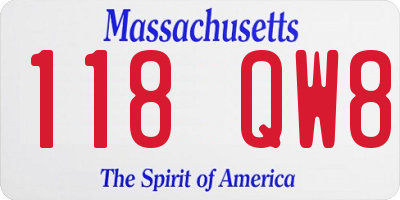 MA license plate 118QW8